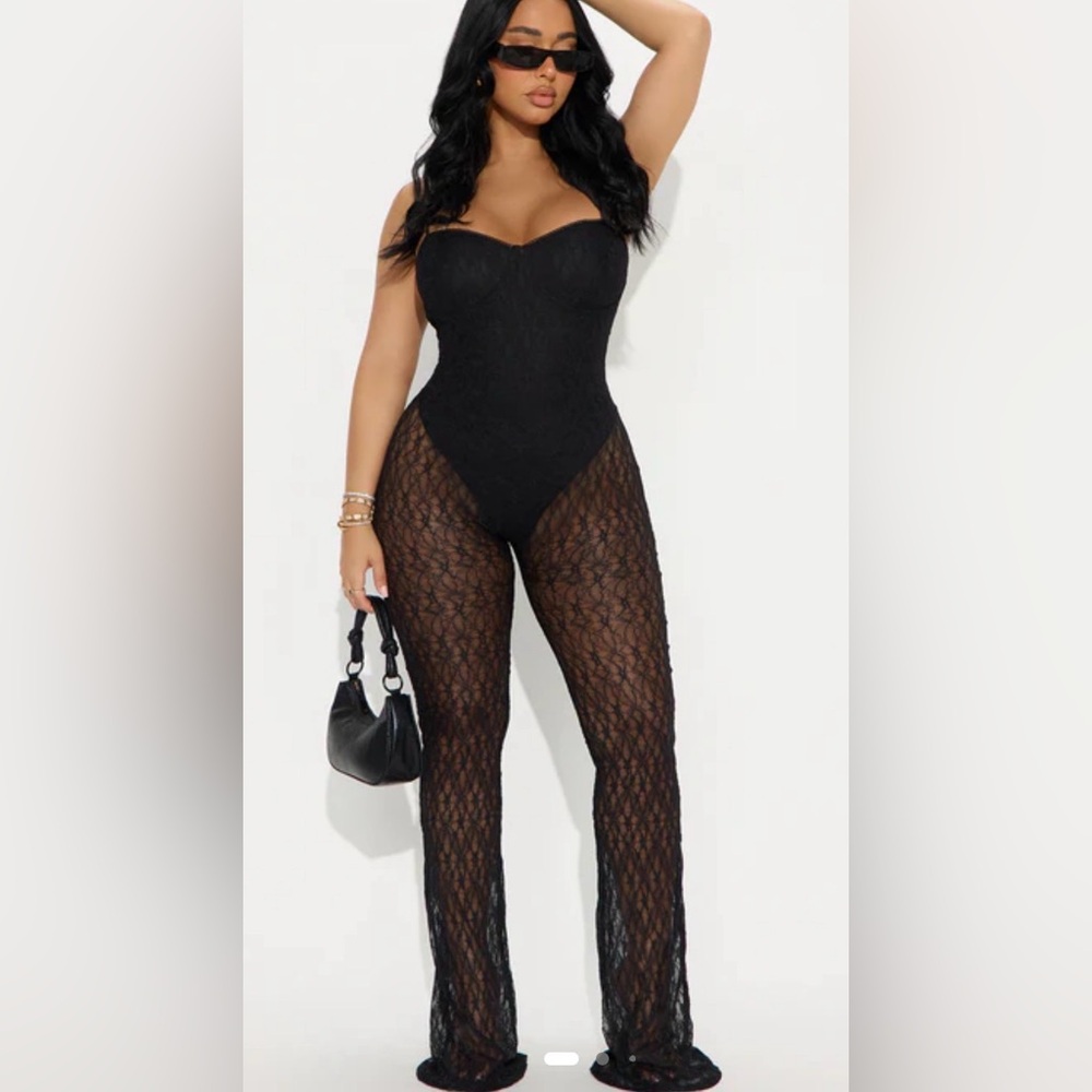 Fashion Nova Give Me A Sign Lace Jumpsuit - Black